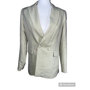 HOUSE Of Harlow 1960 Blazer Classy 2 Button Pockets Light Lime Green White H